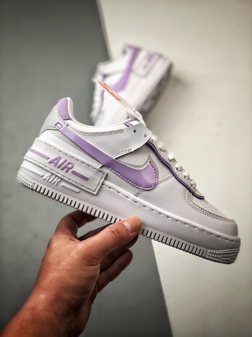Air Force 1 Shadow Branco Cinzento e Roxo - Vista 7