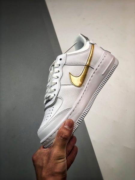 Air Force 1 Shadow Branco Cinzento e Dourado - Vista 9