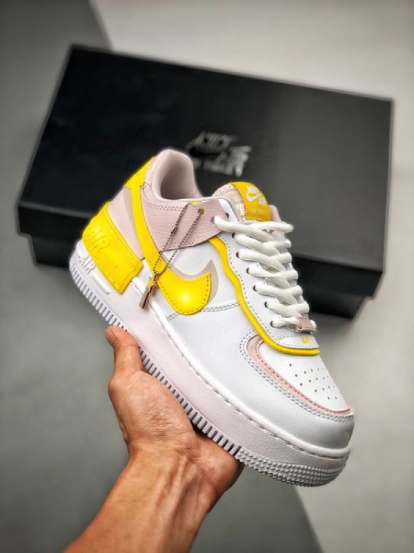 Air Force 1 Shadow Branco Amarelo e Rosa - Vista 1