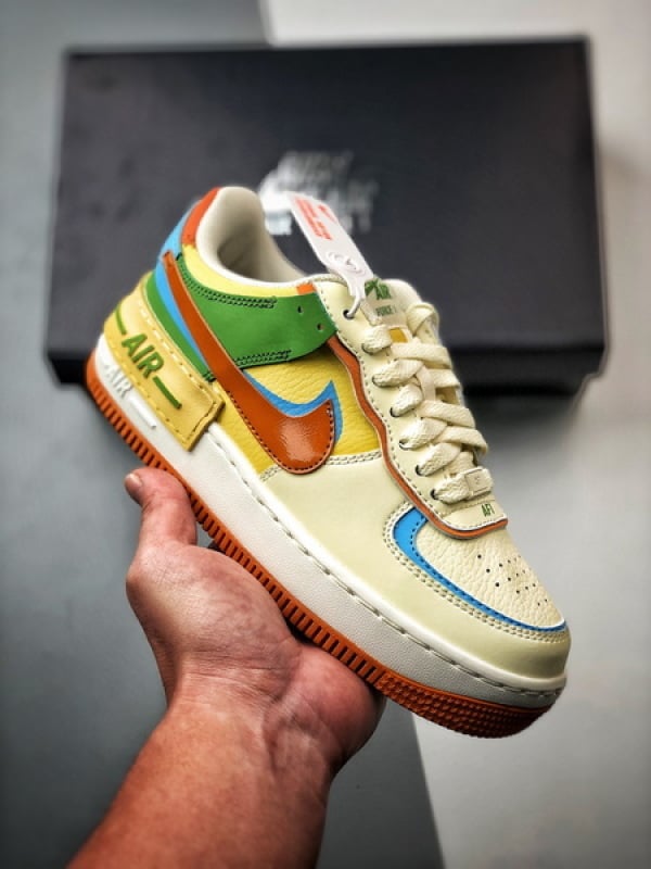 Air Force 1 Shadow Bege Verde Azul e Laranja - Vista 1