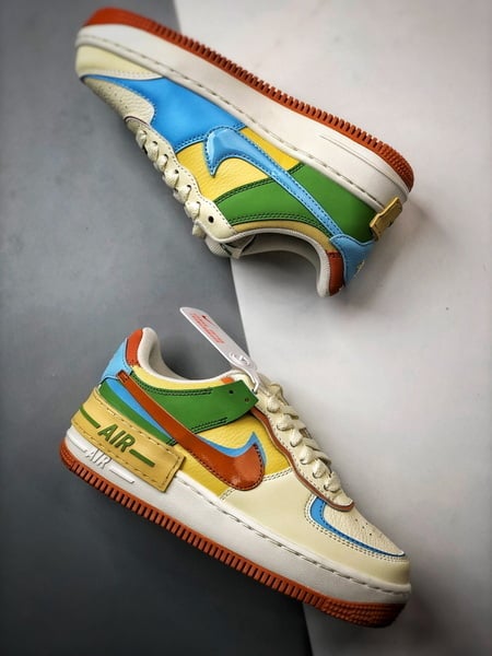 Air Force 1 Shadow Bege Verde Azul e Laranja - Vista 6
