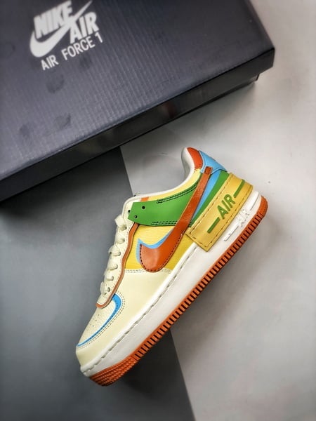 Air Force 1 Shadow Bege Verde Azul e Laranja - Vista 8