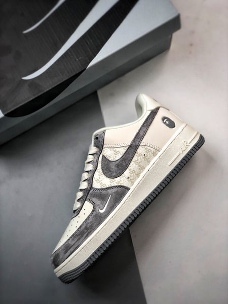 Bape x Air Force 1 Low Cinza Escuro e Creme - Vista 8