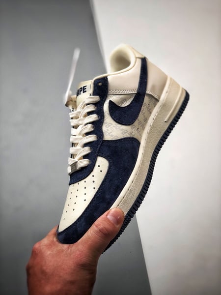 Bape x Air Force 1 Low Bege, Azul Escuro e Patchwork - Vista 5