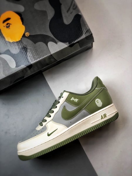 Bape x Air Force 1 Low Cinza e Verde - Vista 8