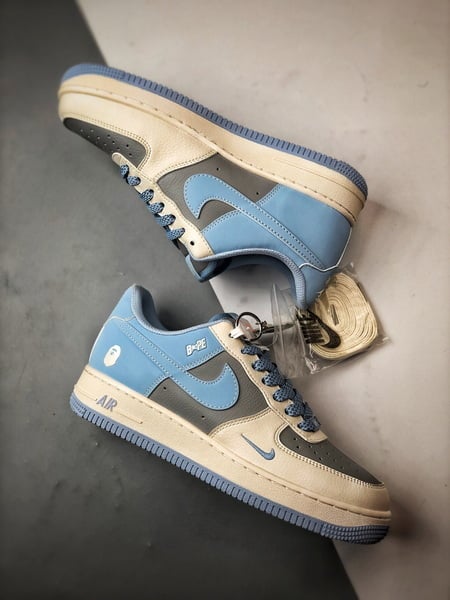 Bape x Air Force 1 Low Cinza e Azul - Vista 6