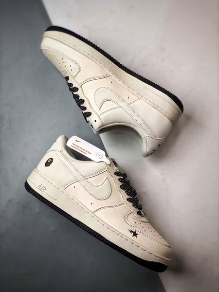 Bape x Air Force 1 Low Branco e Preto Refletivo - Vista 6