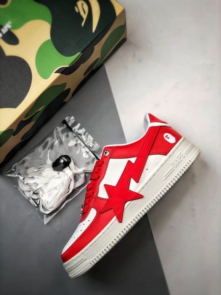 Bape x Air Force 1 Sta Low Branco e Vermelho - Vista 8