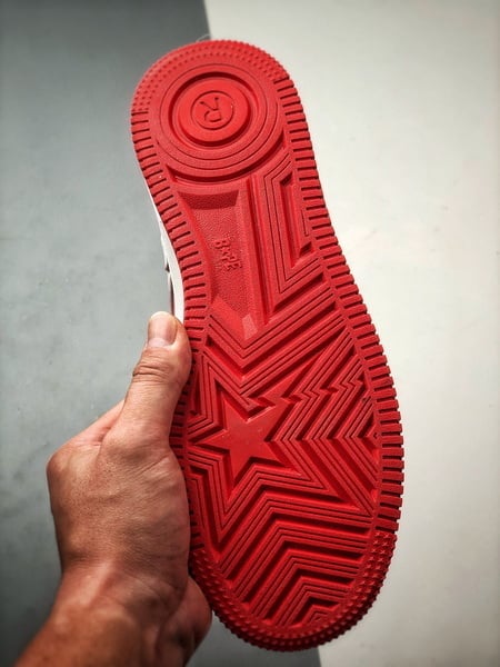 Bape x Air Force 1 Sta Low Vermelho e Branco Verniz - Vista 5