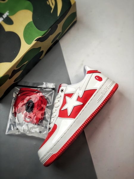 Bape x Air Force 1 Sta Low Vermelho e Branco Verniz - Vista 8