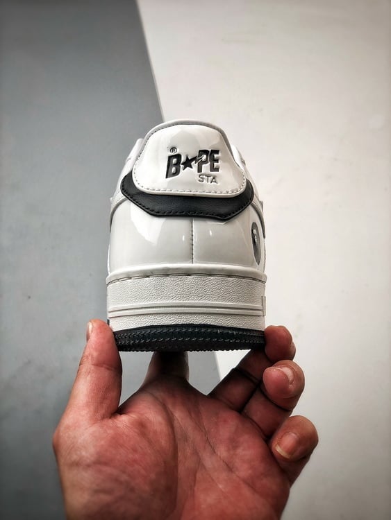 Bape x Air Force 1 Sta Low Preto e Branco Patente - Vista 3
