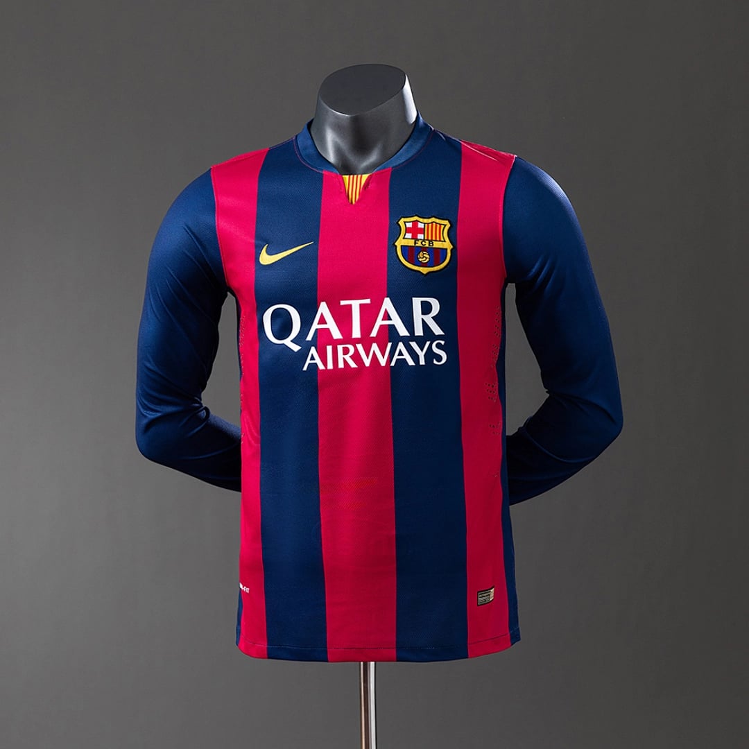 Camisola Principal do FC Barcelona 2014/2015 (Retro, Versao Jogador, Manga Longa) - Vista 1
