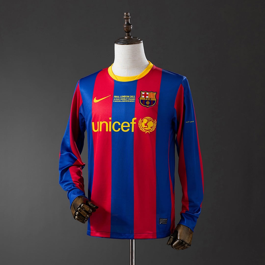 Camisola Principal do FC Barcelona 2010/2011 Champions League (Retro, Manga Longa) - Vista 1