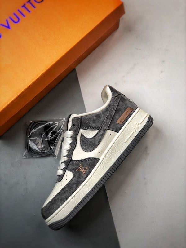LV x Air Force 1 Low Creme e Cinza Escuro - Vista 8