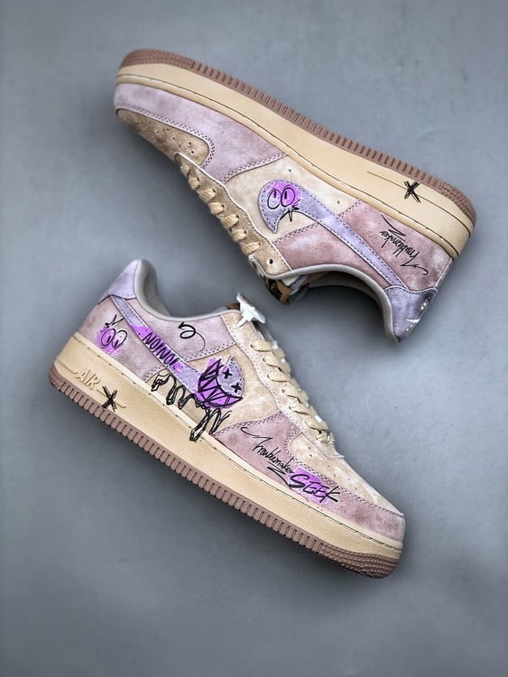 Nike Air Force 1 Low 07 Halloween Castanho e Roxo - Vista 2