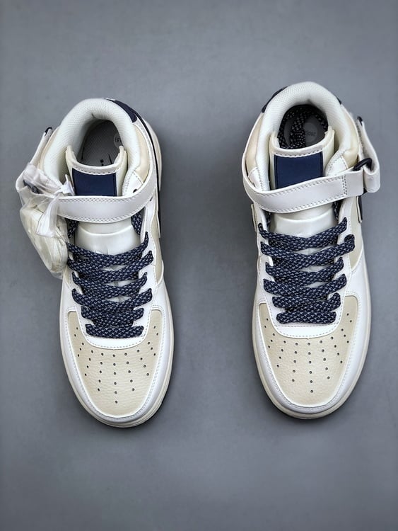 Nike Air Force 1 MID Bege e Azul Escuro - Vista 6