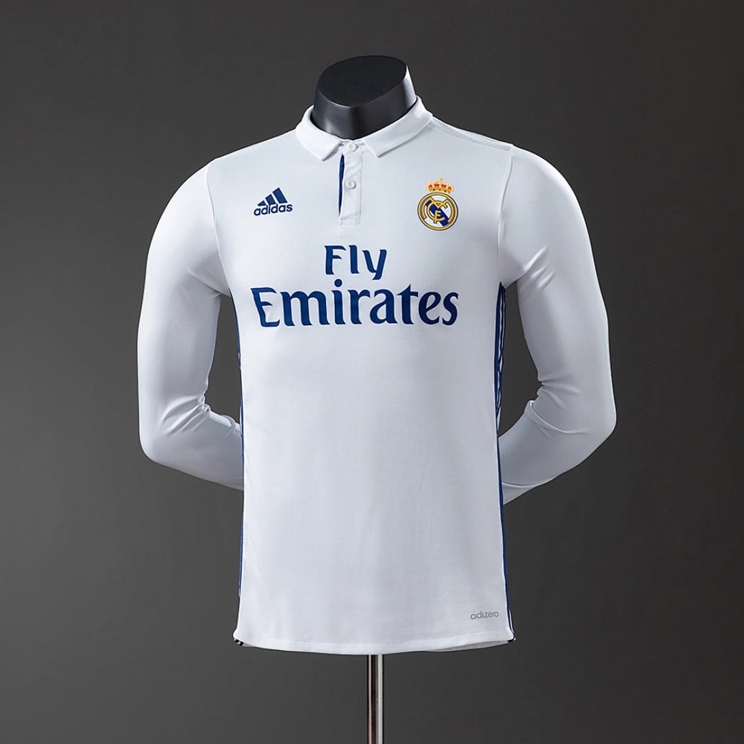 Camisola Principal do Real Madrid 2016/2017 (Retro, Versao Jogador, Manga Longa) - Vista 1