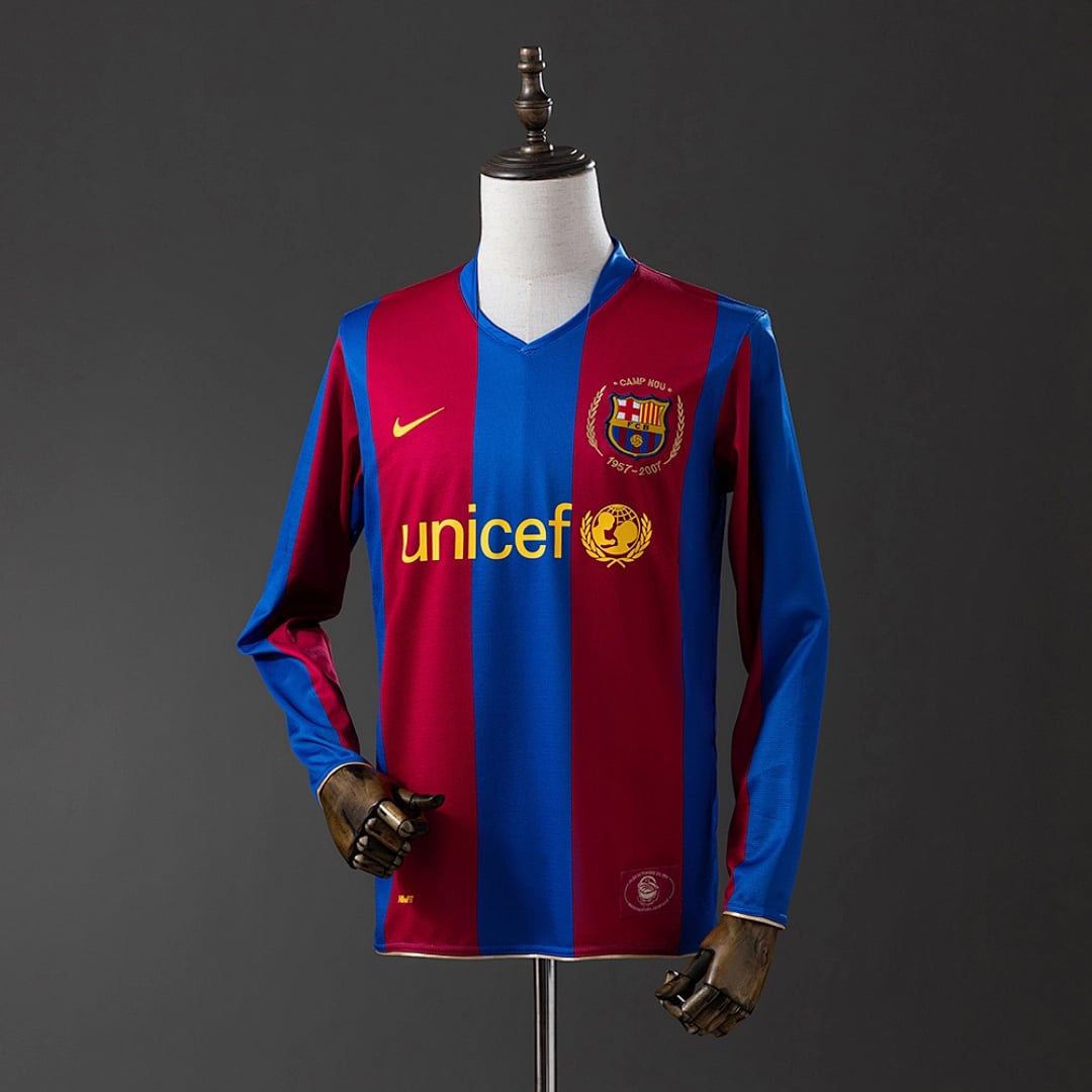 Camisola Principal do FC Barcelona 2007/2008 (Retro, Manga Longa) - Vista 1