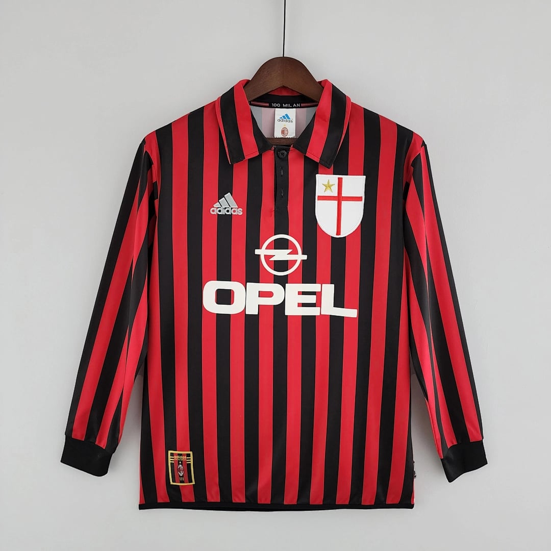 Camisola Principal do AC Milan 1999/2000 (Retro, Manga Longa) - Vista 1
