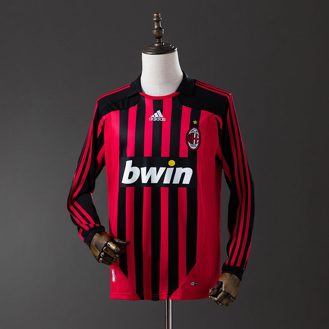 Camisola Principal do AC Milan 2007/2008 (Retro, Manga Longa) - Vista 1