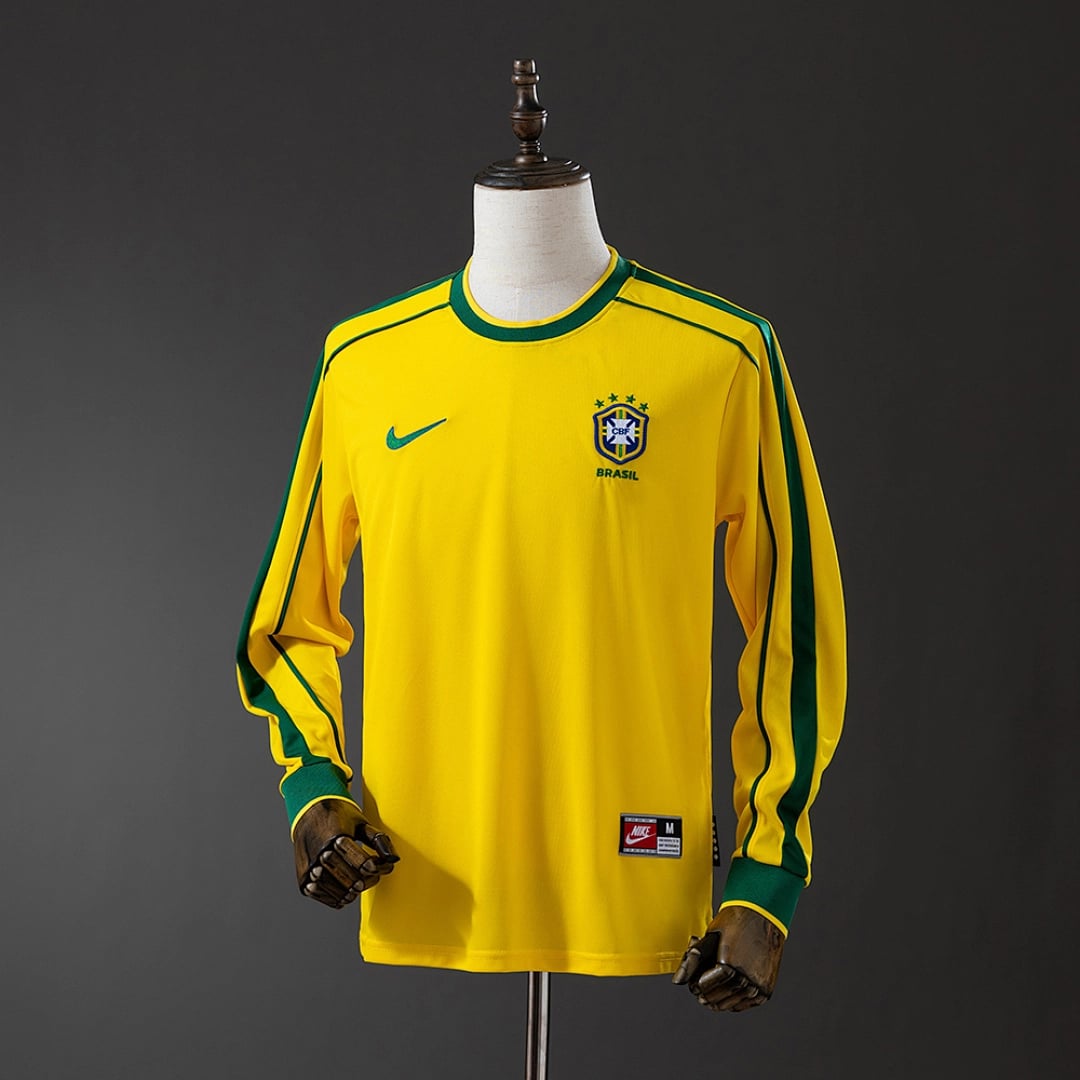 Camisola Principal do Brasil 1998 (Retro, Manga Longa) - Vista 1