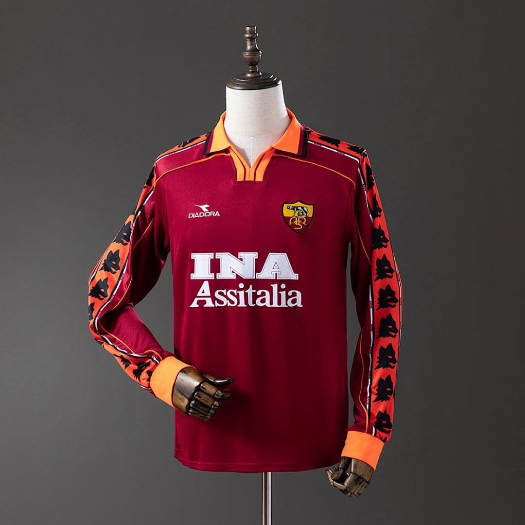 Camisola Principal do AS Roma 1998/1999 (Retro, Manga Longa) - Vista 1