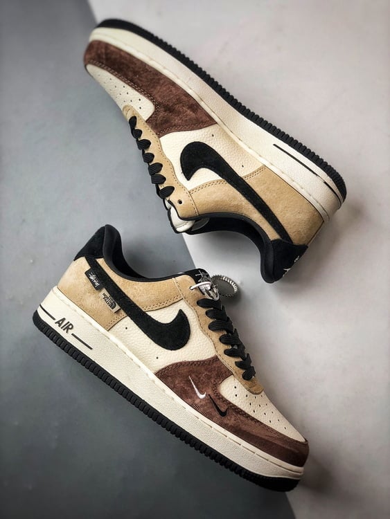 Stüssy x Air Force 1 Low Branco, Castanho e Preto - Vista 6
