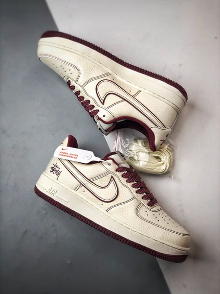 Stussy x Air Force 1 Low Branco e Vinho - Vista 6