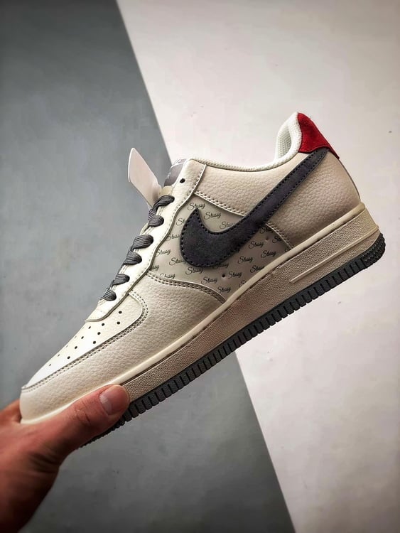 Stussy x Air Force 1 Low Cinza Vermelho - Vista 5