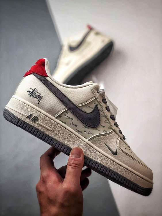 Stussy x Air Force 1 Low Cinza Vermelho - Vista 7