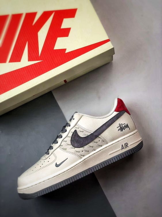 Stussy x Air Force 1 Low Cinza Vermelho - Vista 8