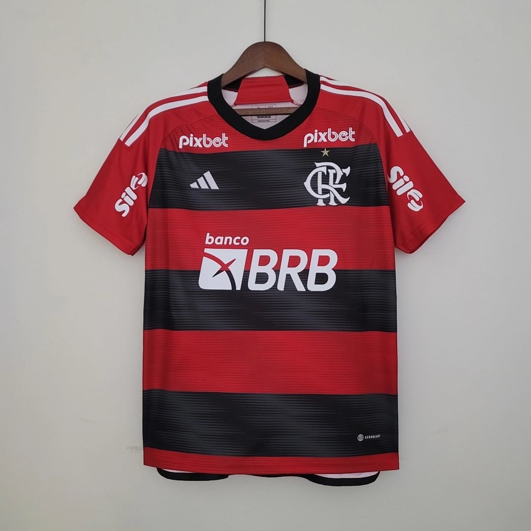 Camisola Principal do Flamengo 2023/2024 Todos Patrocinadores - Vista 1