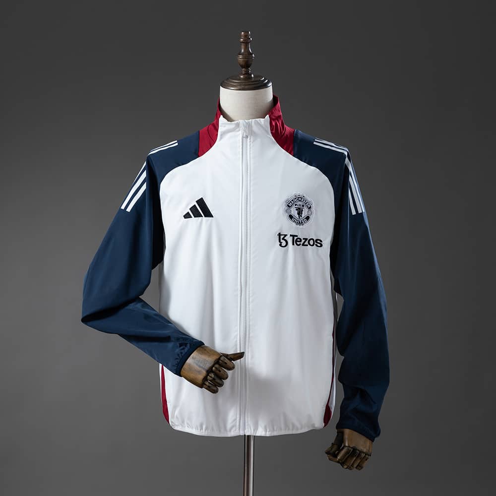 Corta‑Vento Manchester United Branco & Azul Marinho