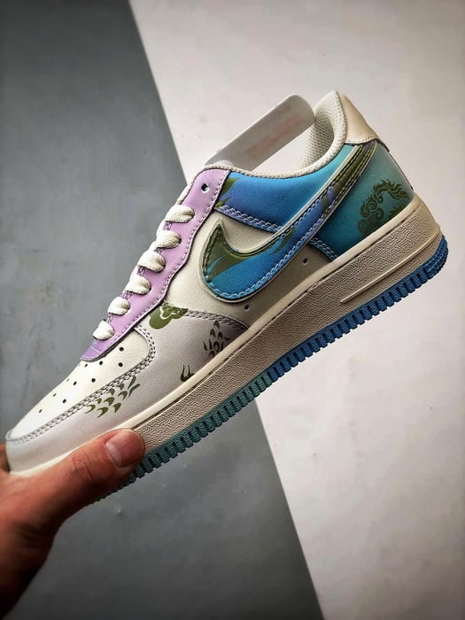 Air Force 1 Low Estilo Chinês Azul, Verde e Roxo - Vista 5