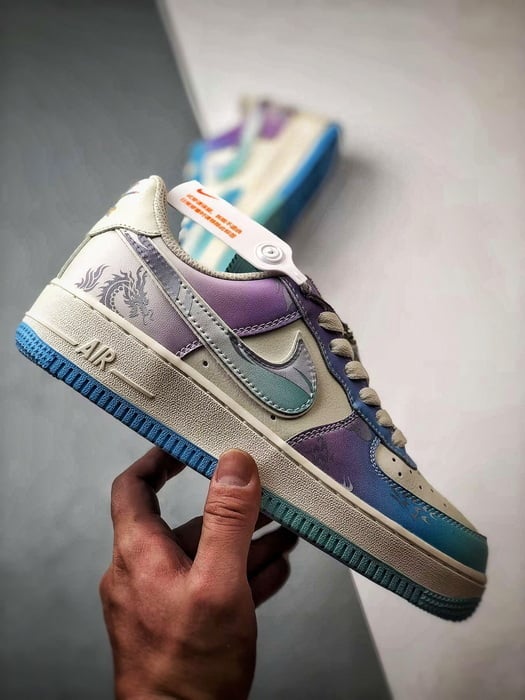 Air Force 1 Low Estilo Chinês Azul, Verde e Roxo - Vista 7