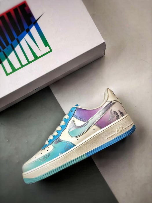 Air Force 1 Low Estilo Chinês Azul, Verde e Roxo - Vista 8