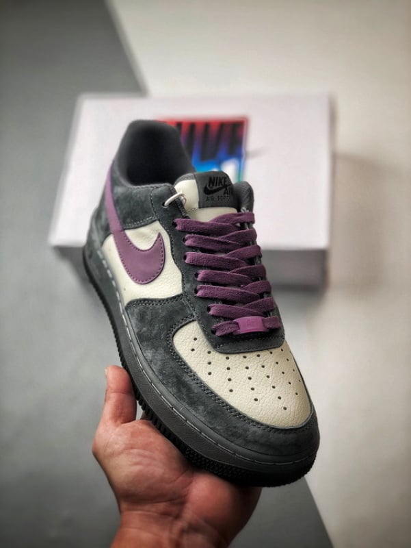 Nike Air Force 1 '07 Low Cinza Nebuloso e Roxo - Vista 1