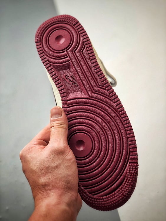 Air Force 1 07 Mid Cinco Faixas Bege Branco e Vinho - Vista 4