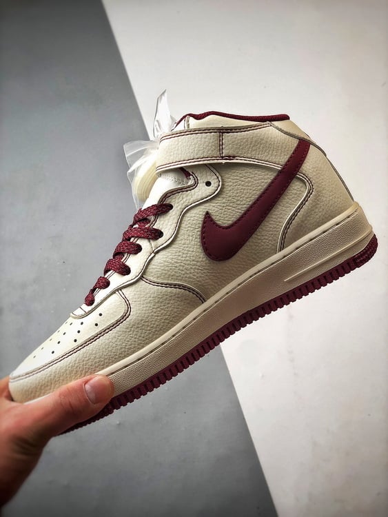 Air Force 1 07 Mid Cinco Faixas Bege Branco e Vinho - Vista 5