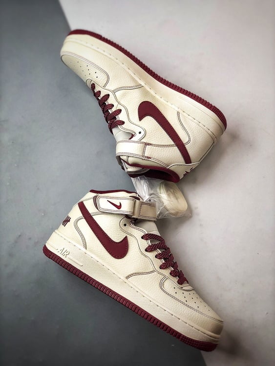 Air Force 1 07 Mid Cinco Faixas Bege Branco e Vinho - Vista 6