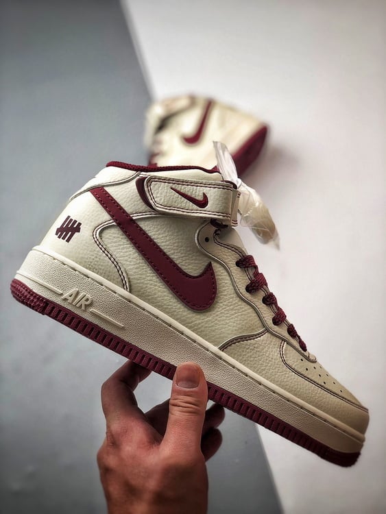 Air Force 1 07 Mid Cinco Faixas Bege Branco e Vinho - Vista 7
