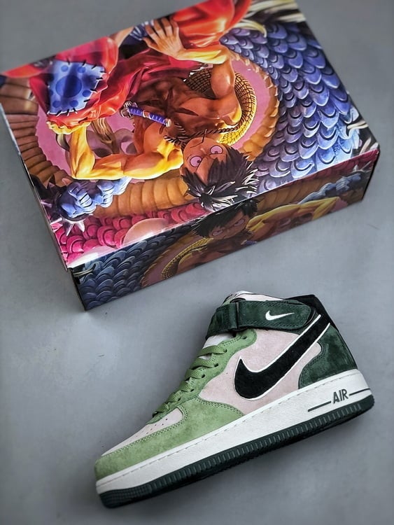 Air Force 107 Mid Preto e Verde Militar - Vista 8