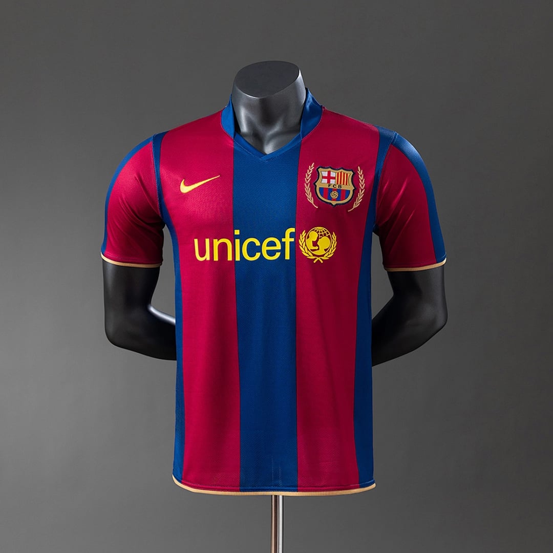 Camisola Principal do FC Barcelona 2007/2008 (Retro, Versao Jogador) - Vista 1