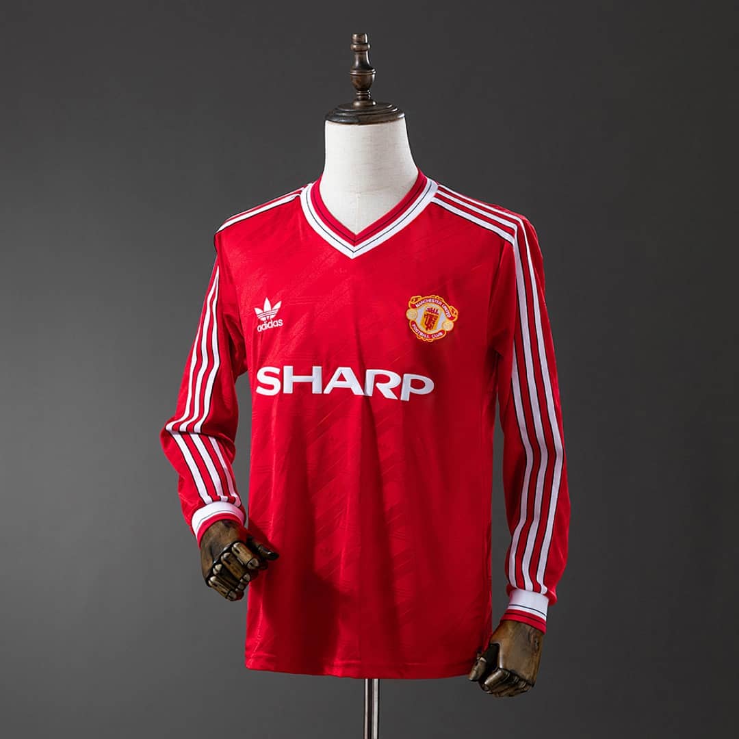 Camisola 2ª Alternativa do Manchester United 1986 (Retro, Manga Longa)