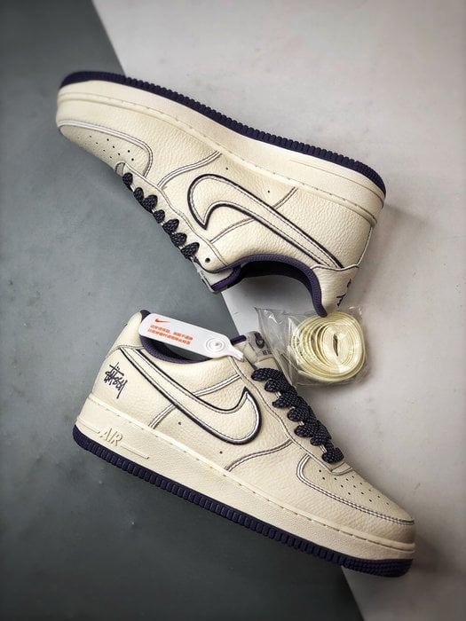 Stussy x Air Force 1 Low Branco e Roxo - Vista 6