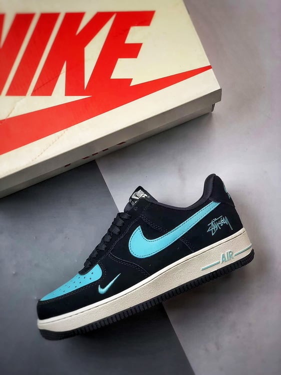 Stussy x Air Force 1 Low Camurça Preto e Azul - Vista 8